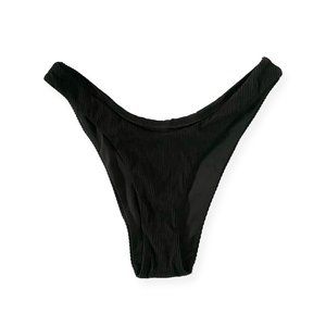 Aerie Ribbed Super High Cut Cheekiest Bikini Bottom - Black